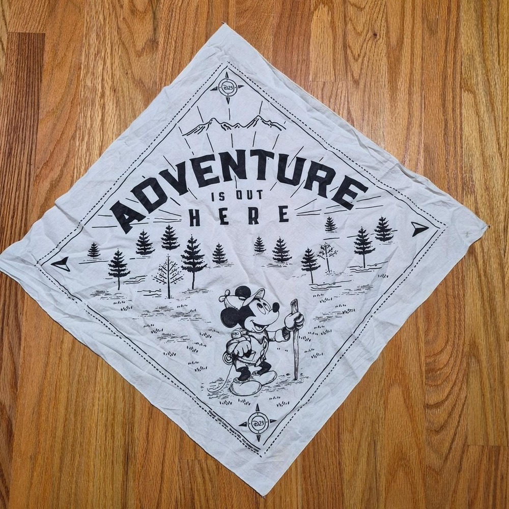 Disney D23 Mickey Mouse Adventure Is Out Here Hiking Bandana Scarf Cotton USA